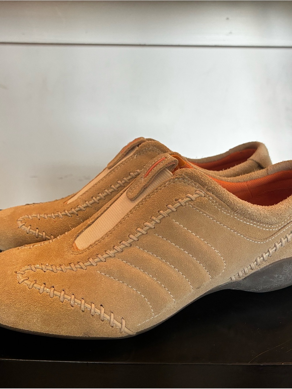 Timberland Men's Suede Slip-On Loafers in Tan with Orange Lining